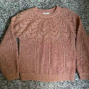 Sezane Oatmeal Openwork Knit Sweater – Mohair Blend, Relaxed Sleeve